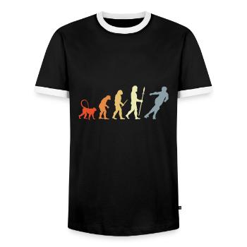 Vintage Roller Skates Evolution - Männer Kontrast-T-Shirt - Schwarz/Weiß - Vorne - AI Model Female 172 light (172cm) & AI Model Male 178 light (178cm)