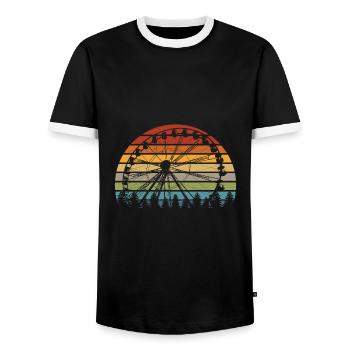 Kirmes Rummel Geschenk Jahrmarkt Karussell Wasen - Männer Kontrast-T-Shirt - Schwarz/Weiß - Vorne - AI Model Female 172 light (172cm) & AI Model Male 178 light (178cm)