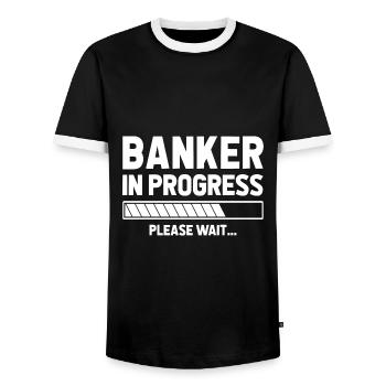 Banker In Progress Please Wait Bookkeeper Finance - Männer Kontrast-T-Shirt - Schwarz/Weiß - Vorne - AI Model Female 172 light (172cm) & AI Model Male 178 light (178cm)