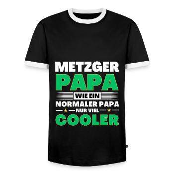 Metzger Papa wie ein normaler nur viel cooler - Männer Kontrast-T-Shirt - Schwarz/Weiß - Vorne - AI Model Female 172 light (172cm) & AI Model Male 178 light (178cm)