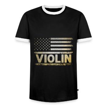 Drapeau américain USA Instrument violoniste Viole de viole - T-shirt contrasté Homme - noir/blanc - Devant - AI Model Female 172 light (172cm) & AI Model Male 178 light (178cm)