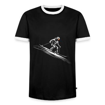Ski Skiing Winter sports vintage - Men's Ringer Shirt - black/white - Front - AI Model Female 172 light (172cm) & AI Model Male 178 light (178cm)