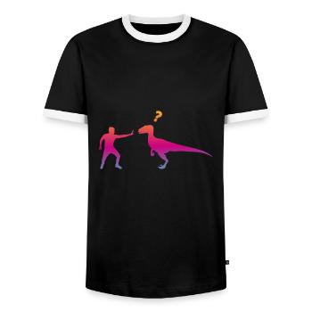 Velociraptor Dinosaurier - Männer Kontrast-T-Shirt - Schwarz/Weiß - Vorne - AI Model Female 172 light (172cm) & AI Model Male 178 light (178cm)