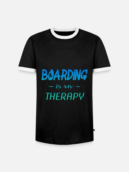 boarding is my therapy - Männer Kontrast-T-Shirt - Schwarz/Weiß