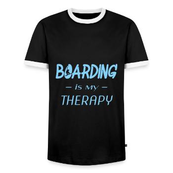 boarding is my therapy - Männer Kontrast-T-Shirt - Schwarz/Weiß - Vorne - AI Model Female 172 light (172cm) & AI Model Male 178 light (178cm)