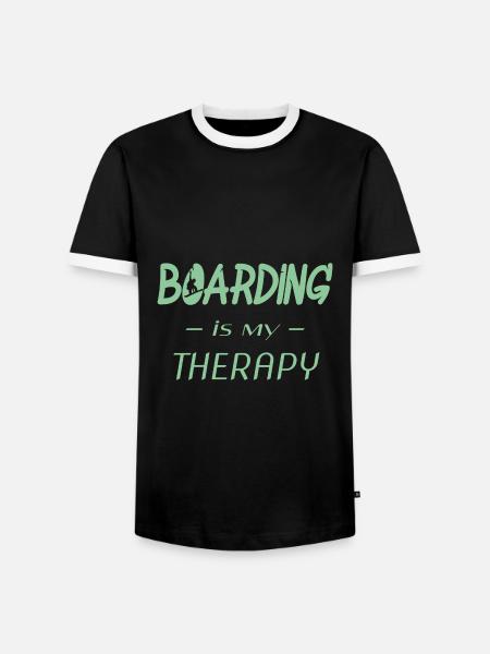 boarding is my therapy - Männer Kontrast-T-Shirt - Schwarz/Weiß