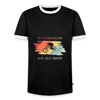 Biken Fahrrad Spruch - Männer Kontrast-T-Shirt - Schwarz/Weiß - Vorne - AI Model Female 172 light (172cm) & AI Model Male 178 light (178cm)