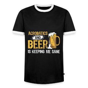 Acrobatics And Beer Is Keeping Me Sane Acrobat Gym - Männer Kontrast-T-Shirt - Schwarz/Weiß - Vorne - AI Model Female 172 light (172cm) & AI Model Male 178 light (178cm)
