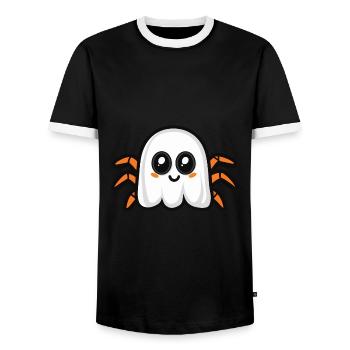 Tarantula Halloween Funny Ghost - Men's Ringer Shirt - black/white - Front - AI Model Female 172 light (172cm) & AI Model Male 178 light (178cm)