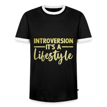 Introversion C’est un dicton de style de vie pour - T-shirt contrasté Homme - noir/blanc - Devant - AI Model Female 172 light (172cm) & AI Model Male 178 light (178cm)