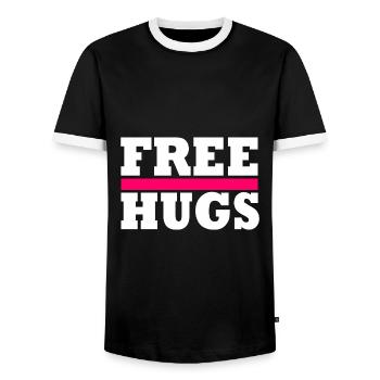 Free Hugs - Männer Kontrast-T-Shirt - Schwarz/Weiß - Vorne - AI Model Female 172 light (172cm) & AI Model Male 178 light (178cm)