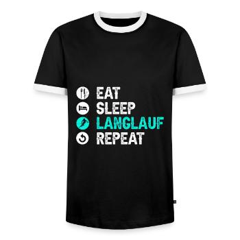 Eat Sleep Langlauf Repeat Wintersport Skifahrer La - Männer Kontrast-T-Shirt - Schwarz/Weiß - Vorne - AI Model Female 172 light (172cm) & AI Model Male 178 light (178cm)