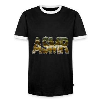ASMR Waves Sea - Men's Ringer Shirt - black/white - Front - AI Model Female 172 light (172cm) & AI Model Male 178 light (178cm)