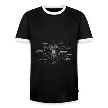 Astrophysiker Zeitkrümmung - Männer Kontrast-T-Shirt - Schwarz/Weiß - Vorne - AI Model Female 172 light (172cm) & AI Model Male 178 light (178cm)