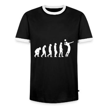 Volleyball Volleyball Player Beach Volleyball Evolution - Men's Ringer Shirt - black/white - Front - AI Model Female 172 light (172cm) & AI Model Male 178 light (178cm)