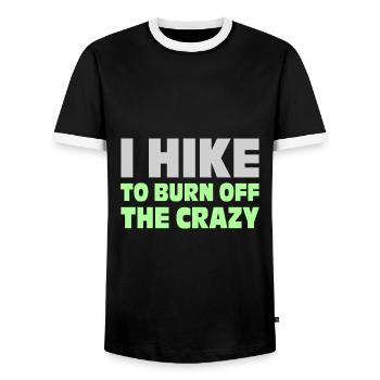 I Hike To Burn Off The Crazy Hiker Mountaineering - Männer Kontrast-T-Shirt - Schwarz/Weiß - Vorne - AI Model Female 172 light (172cm) & AI Model Male 178 light (178cm)