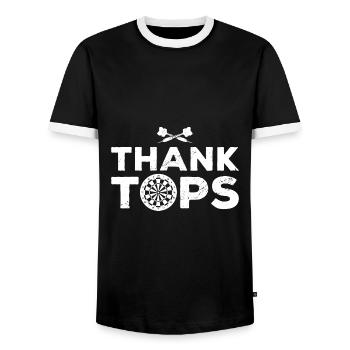Thank Tops Dart Player Darts Dartboard Bullseye Tr - Men's Ringer Shirt - black/white - Front - AI Model Female 172 light (172cm) & AI Model Male 178 light (178cm)