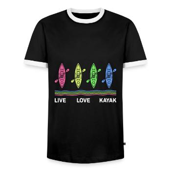 Live Love Kayak Kayaking Rowing Rower Canoe Rower - Männer Kontrast-T-Shirt - Schwarz/Weiß - Vorne - AI Model Female 172 light (172cm) & AI Model Male 178 light (178cm)
