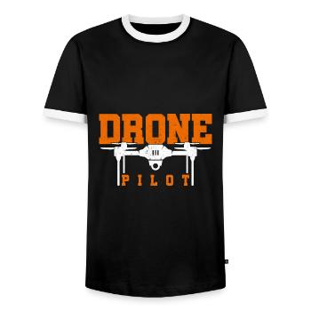 Pilot Graphic Drone Flying Quadcopter Pilot RC Dro - Men's Ringer Shirt - black/white - Front - AI Model Female 172 light (172cm) & AI Model Male 178 light (178cm)