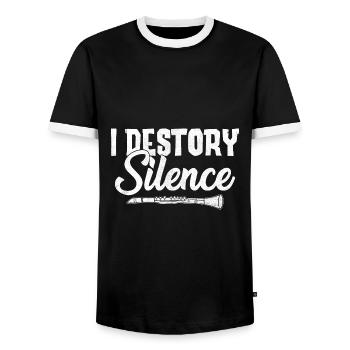 Oboe I Destroy Silence Oboe Basoonist Marching Ban - Men's Ringer Shirt - black/white - Front - AI Model Female 172 light (172cm) & AI Model Male 178 light (178cm)
