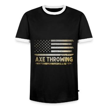 Hache lancer drapeau américain USA patriote hachette - T-shirt contrasté Homme - noir/blanc - Devant - AI Model Female 172 light (172cm) & AI Model Male 178 light (178cm)