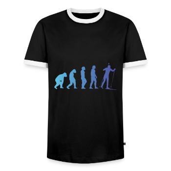 Biathlon Sports d’hiver Evolution Cadeau Biathlète - T-shirt contrasté Homme - noir/blanc - Devant - AI Model Female 172 light (172cm) & AI Model Male 178 light (178cm)