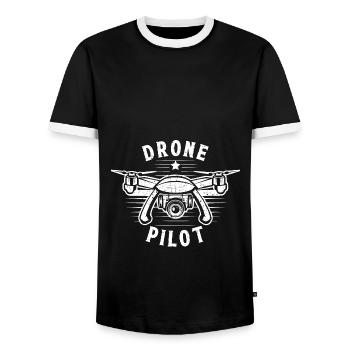 Drone Pilot - Men's Ringer Shirt - black/white - Front - AI Model Female 172 light (172cm) & AI Model Male 178 light (178cm)