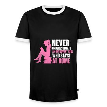 Never Underestimate An Introvert Girl Sayings For - Men's Ringer Shirt - black/white - Front - AI Model Female 172 light (172cm) & AI Model Male 178 light (178cm)