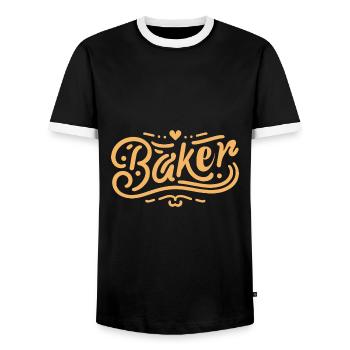 Baker Baking Pastry Bread Bake Cake Bakers - Men's Ringer Shirt - black/white - Front - AI Model Female 172 light (172cm) & AI Model Male 178 light (178cm)