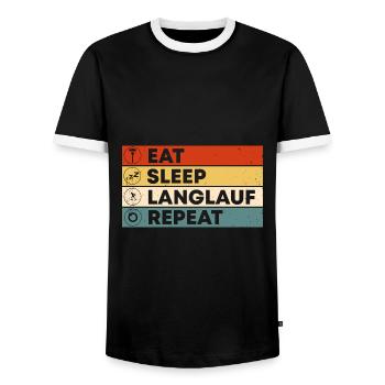 Eat Sleep Langlauf Repeat Wintersport Skifahrer La - Männer Kontrast-T-Shirt - Schwarz/Weiß - Vorne - AI Model Female 172 light (172cm) & AI Model Male 178 light (178cm)