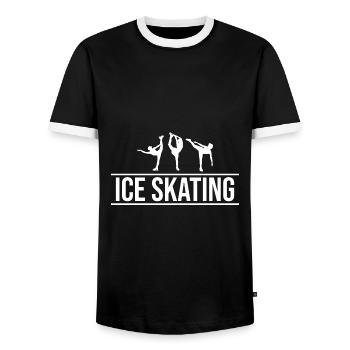Retro Graphic Ice Skating Figure Skater Ice Skater - Männer Kontrast-T-Shirt - Schwarz/Weiß - Vorne - AI Model Female 172 light (172cm) & AI Model Male 178 light (178cm)