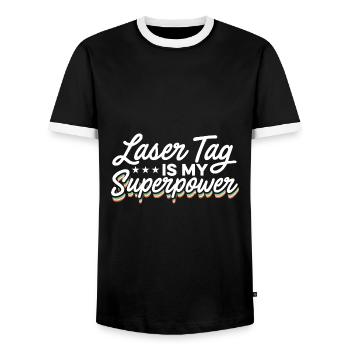 Lasertag Is My Superpower Lasertag Player Lasertag - Männer Kontrast-T-Shirt - Schwarz/Weiß - Vorne - AI Model Female 172 light (172cm) & AI Model Male 178 light (178cm)