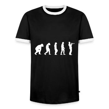 Music Band Trumpet Musician Instrument Evolution - Men's Ringer Shirt - black/white - Front - AI Model Female 172 light (172cm) & AI Model Male 178 light (178cm)