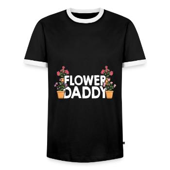 Flower Daddy Botanical Flowers Gardening Plant Lov - Männer Kontrast-T-Shirt - Schwarz/Weiß - Vorne - AI Model Female 172 light (172cm) & AI Model Male 178 light (178cm)