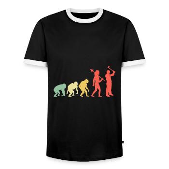 Evolution Axe Throwing Target Hatchet Thrower - Men's Ringer Shirt - black/white - Front - AI Model Female 172 light (172cm) & AI Model Male 178 light (178cm)