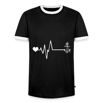 Ancre Love Pulse Battement de cœur - T-shirt contrasté Homme - noir/blanc - Devant - AI Model Female 172 light (172cm) & AI Model Male 178 light (178cm)