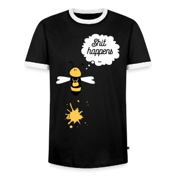 Shit happens bee - Men's Ringer Shirt - black/white - Front - AI Model Female 172 light (172cm) & AI Model Male 178 light (178cm)