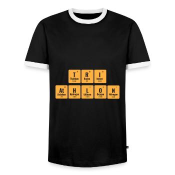 Triathlon Periodic Table Swim Bike Run Triathlete - Men's Ringer Shirt - black/white - Front - AI Model Female 172 light (172cm) & AI Model Male 178 light (178cm)