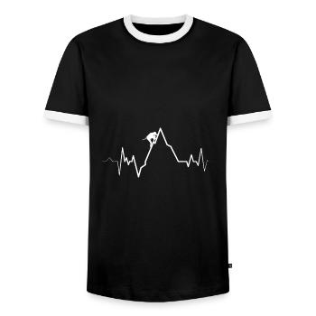 Ecg Heartbeat Graphic Bouldering Mountaineering Bo - Men's Ringer Shirt - black/white - Front - AI Model Female 172 light (172cm) & AI Model Male 178 light (178cm)