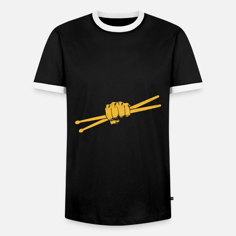 Drumstick Drummer Drum Drumming Drummers - T-shirt contrasté Homme - noir/blanc