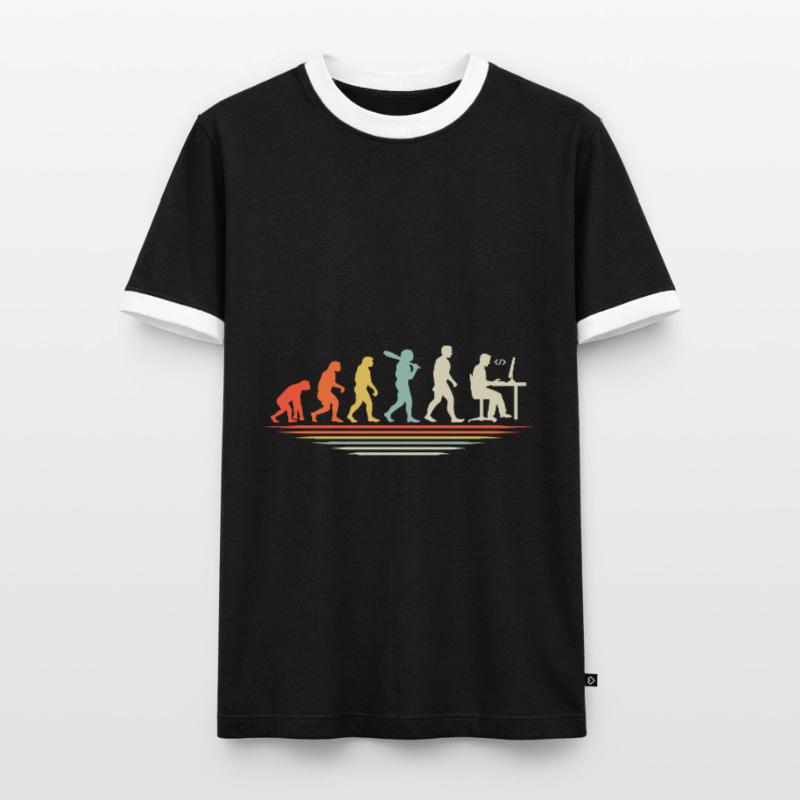 Coffee Coding Evolution Codeur Développeur Nerd Coffe T-shirt contrasté Homme