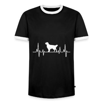 Heartbeat Golden Retriever GR Dog Retrievers - Men's Ringer Shirt - black/white - Front - AI Model Female 172 light (172cm) & AI Model Male 178 light (178cm)