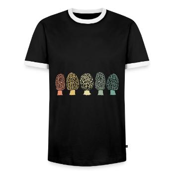 Morel Mushroom - Men's Ringer Shirt - black/white - Front - AI Model Female 172 light (172cm) & AI Model Male 178 light (178cm)