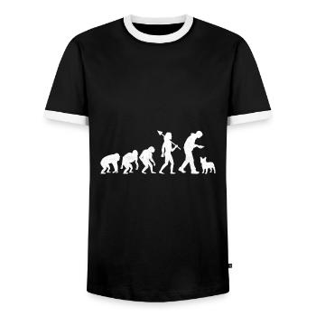 Evolution Französische Bulldogge Frenchie Dog Lover Bulldo - Männer Kontrast-T-Shirt - Schwarz/Weiß - Vorne - AI Model Female 172 light (172cm) & AI Model Male 178 light (178cm)
