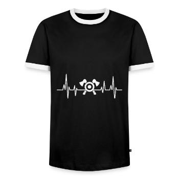 Herzschlag Axtwurf Ziel Beilwerfer - Männer Kontrast-T-Shirt - Schwarz/Weiß - Vorne - AI Model Female 172 light (172cm) & AI Model Male 178 light (178cm)