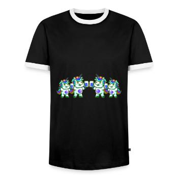 Licorne équipe filles bière fête célébrer coloré - T-shirt contrasté Homme - noir/blanc - Devant - AI Model Female 172 light (172cm) & AI Model Male 178 light (178cm)