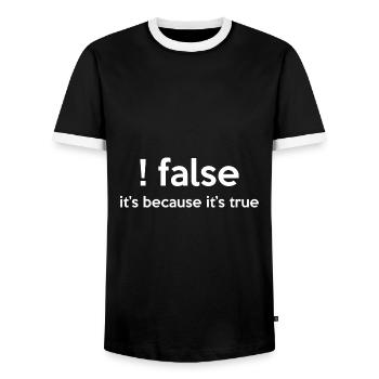 False It's Funny Because It's True Programmer Comp - Männer Kontrast-T-Shirt - Schwarz/Weiß - Vorne - AI Model Female 172 light (172cm) & AI Model Male 178 light (178cm)