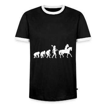 Photographie de cheval Équitation Evolution Photo - T-shirt contrasté Homme - noir/blanc - Devant - AI Model Female 172 light (172cm) & AI Model Male 178 light (178cm)