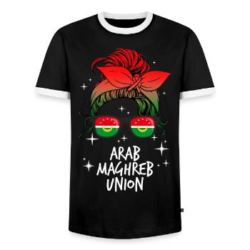 Arab Maghreb Union - Men's Ringer Shirt - black/white - Front - AI Model Female 172 light (172cm) & AI Model Male 178 light (178cm)