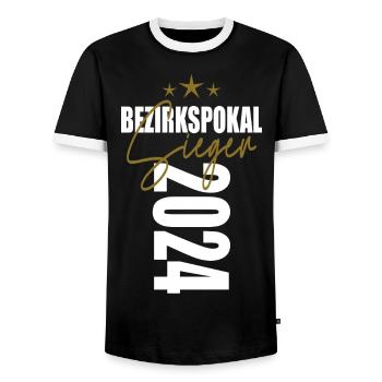 Bezirkspokal Sieger 2024 - Männer Kontrast-T-Shirt - Schwarz/Weiß - Vorne - AI Model Female 172 light (172cm) & AI Model Male 178 light (178cm)
